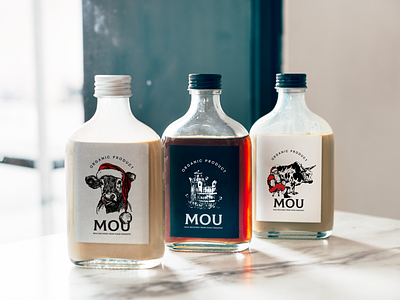 MOU art bottle branding cow design drinks ink inked milk packaging sketch visual