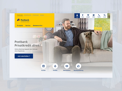 Postbank Cinemagraph Privatkredit account banking cinemagraph component design dog homepage module organism shaking ui uidesign ux uxdesign