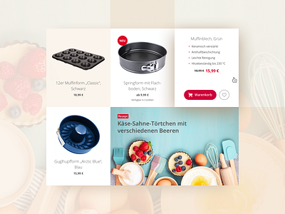 Product Overview baking cake component module organism product recipe shop teaser ui uidesign ux uxdesign