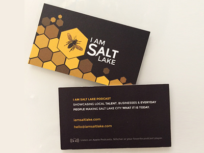 I am Salt Lake Podcast Pass Along Cards bee business card card hexagon honeycomb podcast utah