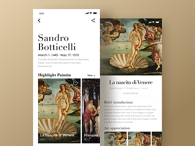 Art News App ancient greek art news la nascita di venere sandro botticelli ui ux venus 设计
