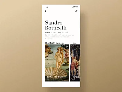 Art News App ancient greek app art news illustration la nascita di venere sandro botticelli typography ux venus 设计