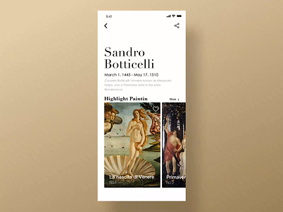 Art News App ancient greek app art news illustration la nascita di venere sandro botticelli typography ux venus 设计