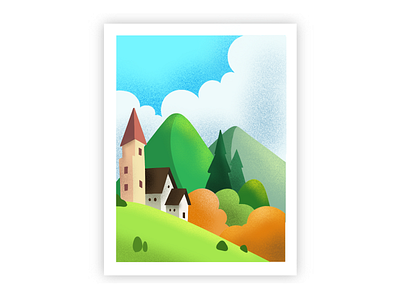 Landscape illustration design digitalart illustration procreate ui