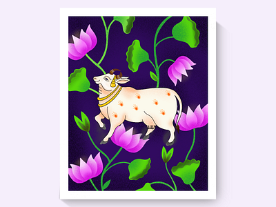 Gau Mata (Mother cow) illustration