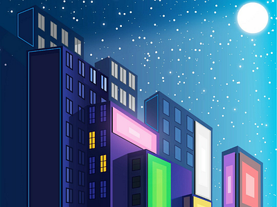 City Lights art city colors design digital graphic illustration light moon night