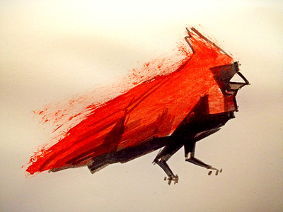 Cardinal, Ink bird cardinal illustration ink mixed media red ink