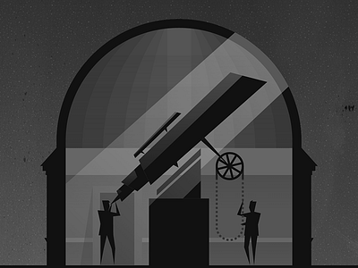 The Observatory black white illustration observatory silhouette telescope vector