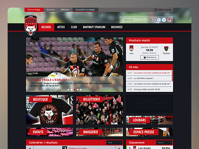 Rugby home dark graphisme rugby sport ui ux web design