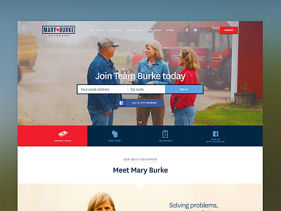 Mary Burke for Governor of Wisconsin website campaign democrat design homepage landing page politics usa website