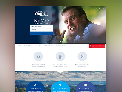 Mark Warner for Senate website campaign democrat design homepage landing page politics usa website