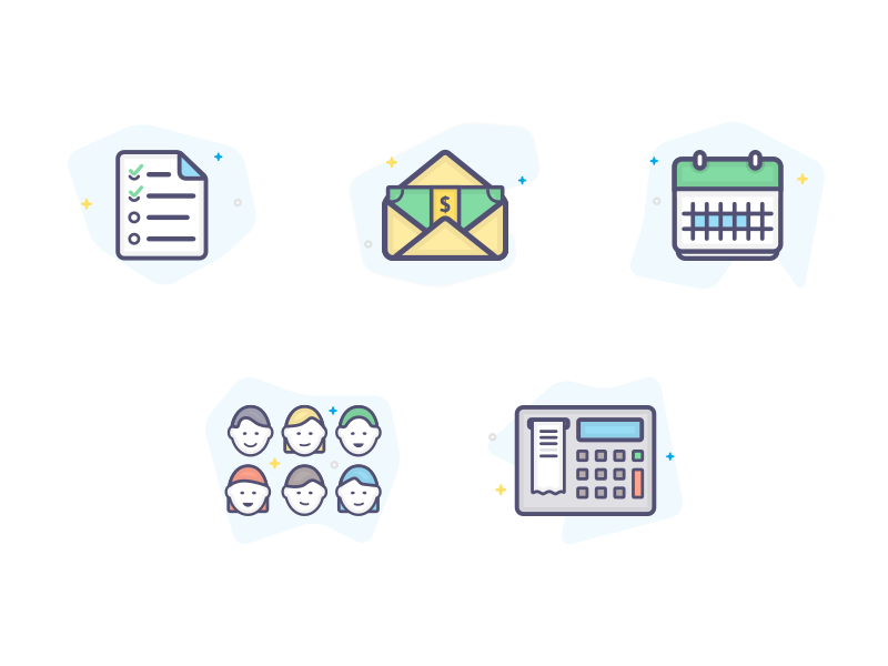 Benefits Icons color icons illustrations