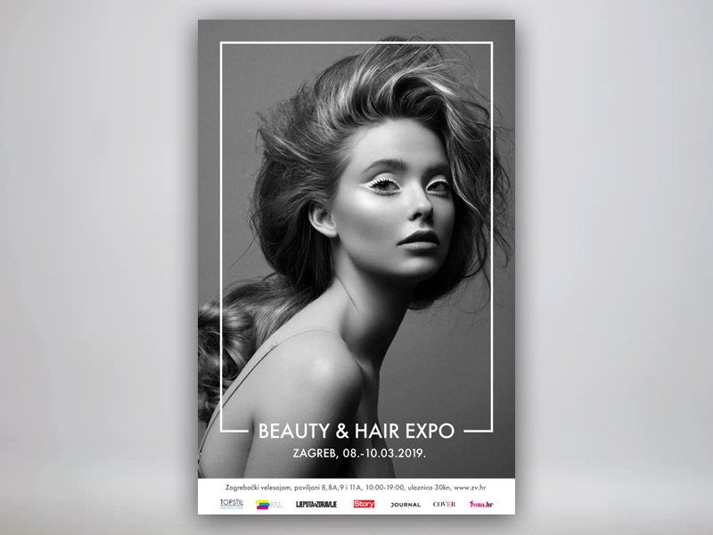 Beauty & hair expo event poster bnw graphic design hair expo beauty poster design design minimal design poster minimal and clean