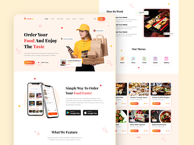 Food delivery landing page design best ui branding clean ui dailyui delivery fast delivery food food app food landing page food ui food ui challenge fresh food graphic design homa page design landing page landing page ui ui ui design uiux