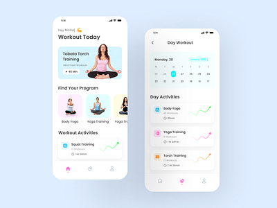 Yoga - Health and Fitness Mobile App UI Figma