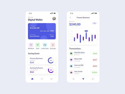 Digital Wallet app UI design