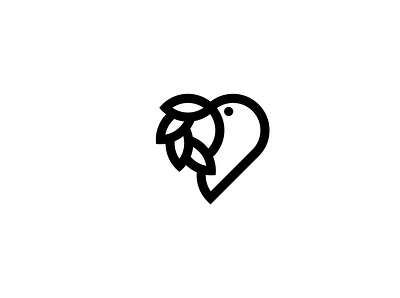 dove bird design heart logo mark