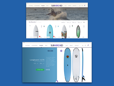 SUBMERCHED Surfboard Webshop design ecommerce surfing ui webdesign webshop