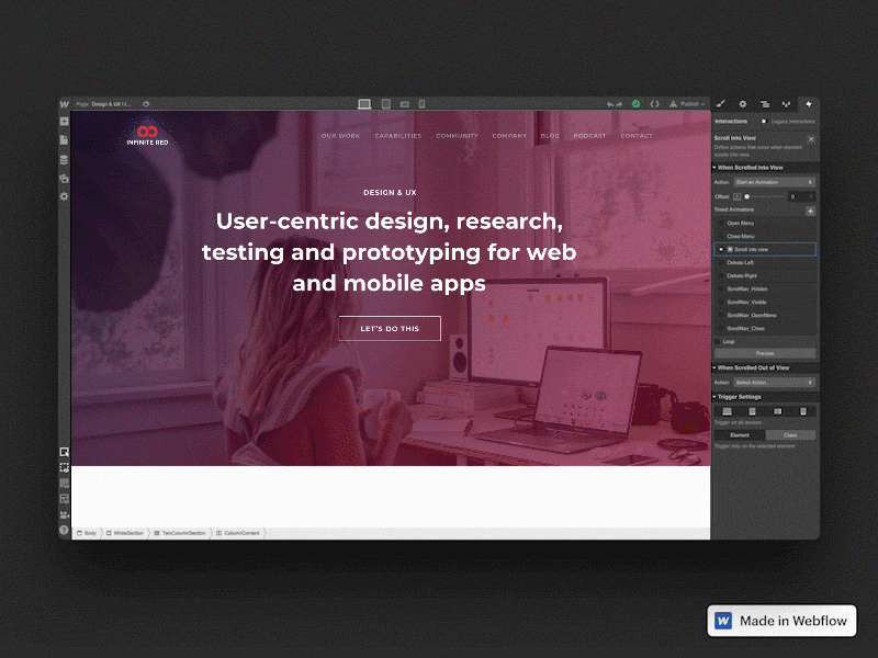 Webflow: Design Team Landing Page strategy denver portland agency design marketing landing page responsive web webdesign webflow
