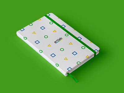 artlab : notebook artlab blue brand geometry green identity notebook white yellow