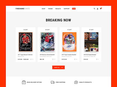 Figrehand Cards : Homepage baseball basketball card ecommerce football hobby home product shop shopping web web design website
