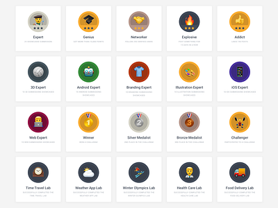 Uplabs : Badges badges clean designer gamification minimal product uplabs users web web desgin