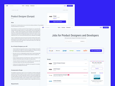 Uplabs : Jobs clean designer developer dribbble gamification hiring integration job like minimal portfolio product social uplabs web web desgin website
