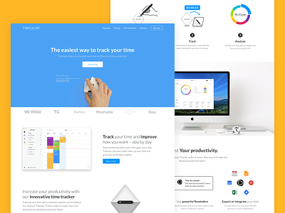 Timeular : Homepage clean device home homepage illustration minimal product productivity simple time tracker tracker app ui ux web web desgin website