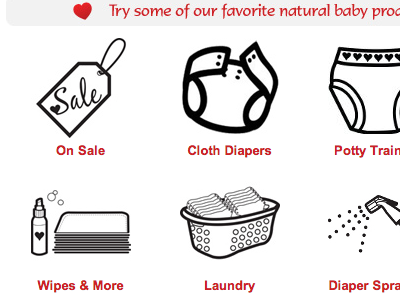 Icon Designs for Cloth Diaper Website