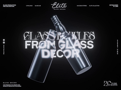 Elite Glass Decor Site animation black dark glass landing looped looped animation refraction site store web web design website