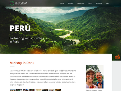 Youth Missions pages animation church ui web design