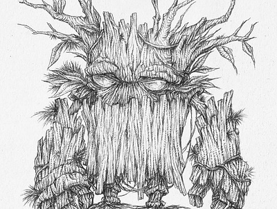 Ent Champion blackandwhite cartoon cartoony comics cute drawing fantasy illustration kaamuz moebius monster monsters old pencil roots spooky tattoo timburton tree