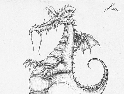 Dragon blackandwhite cartoon cartoony character design comics design dragon draw drawing illustration jhonen vasquez jthm kaamuz monster monsters myth roman dirge style tattoo tim burton