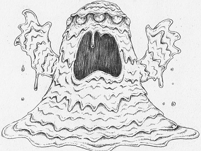 Slime Monster art blackandwhite blob cartoon character drawing illustration monster monsters pencil slime tattoo