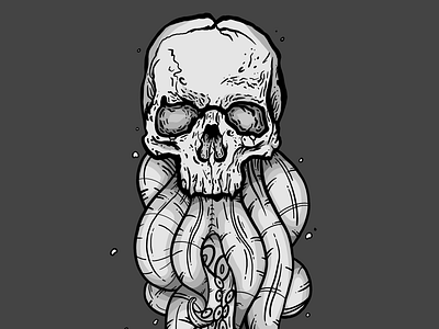 Skull Experiment dark dark art darkart octopus pirate skull squid