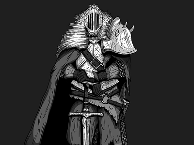 Warden dark art darkart fighter ipad ipad pro knight knights medieval procreate soldier sword warrior