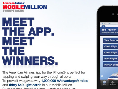 American Facebook Tab amrican airlines mobile sweepstakes