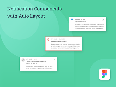 Notification Components with Auto Layout components design system figma figmadesign notification ui web web design
