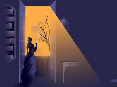 Mrs Dolloway affinitydesigner futuristic glow illustration light noir retro vector vintage window