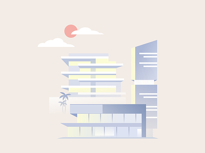 Buildings architecture buildings city color flat futuristic illustration landscape vector