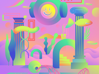 Diving into Metaverse affinitydesigner color futuristic glow illustration neon retrowave vector vibrant