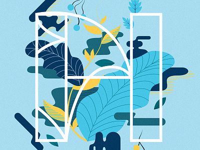 Hazelbird cover abstract blue plants tropical