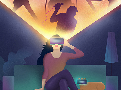 Billboard illustration - Virtual Reality 80s band cat flat futurism girl glow gradients neon retro vr women