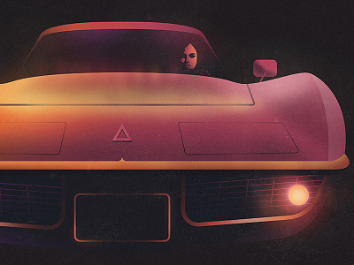 Corvette 80s futuristic glow neon outrun racing retrofuturism retrowave