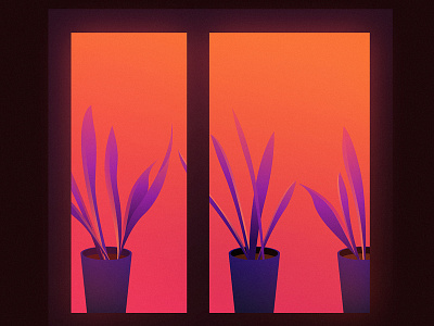 Plants in the Window affinity affinitydesigner futuristic glow neon retro retrowave vector