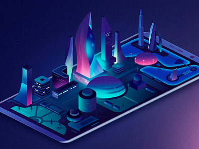 Future City affinity affinitydesigner future futuristic glow gradient illustration neon retrowave