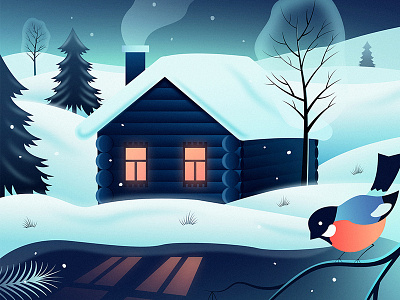 Winter Holidays affinitydesigner cabin illustration neon newyear vector winter