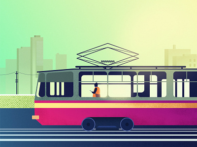 Tram affinitydesigner citylife future futuristic illustration neon tram vector
