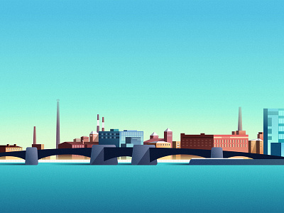 Bridge affinitydesigner blue bridge city cityscape flat futuristic vector