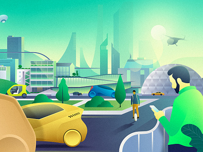 Illustration for Onde app affinitydesigner city eco friendly flat future futuristic glow illustration smart city technology vector